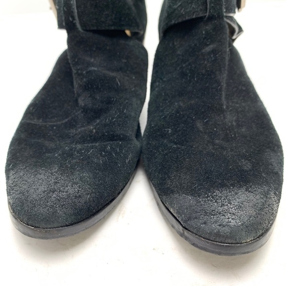 MICHAEL KORS Genuine Leather Black Suede Ankle Booties Shoes Block Heels sz 9.5 - Picture 6 of 16